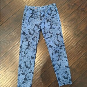 Brooks Brothers Red Fleece Floral Chino Pants Mens 32x32 Blue Slim Fit Tropical